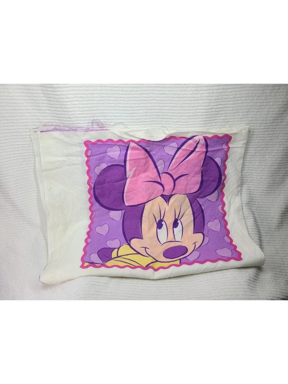 90s Minnie Mouse Cut N Sew 2 Pillows Pink Purple 4 Panels Disney Princess Theme